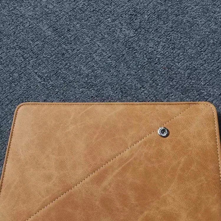 High quality PU leather and felt material envelope design document file bag case with button snap closure A4 size