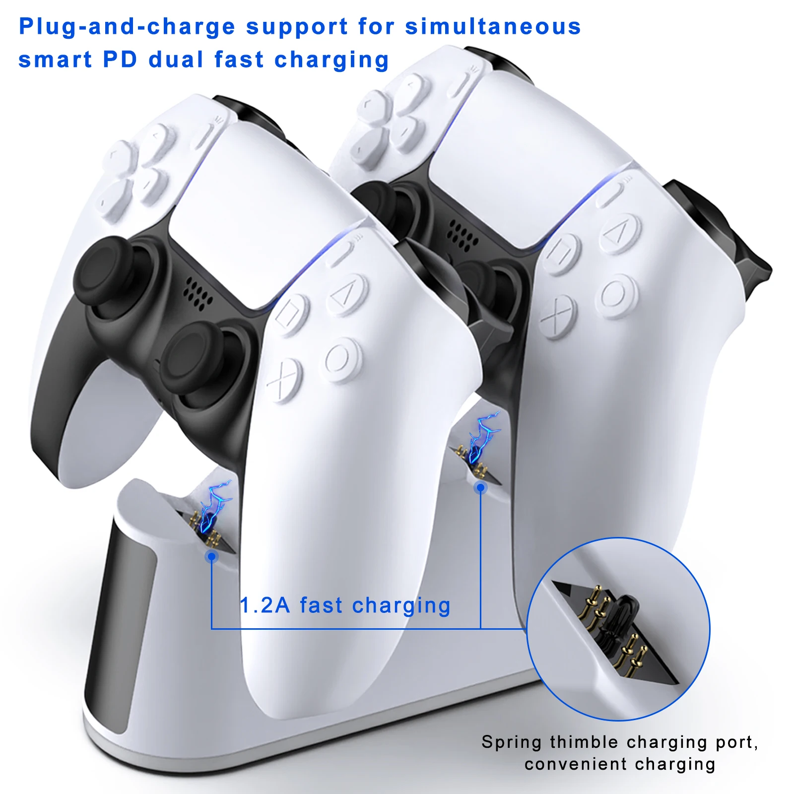 Original factory design  PS5 dual  charging dock station for PlayStation 5 controllers and 4 dynamic RGB light mode