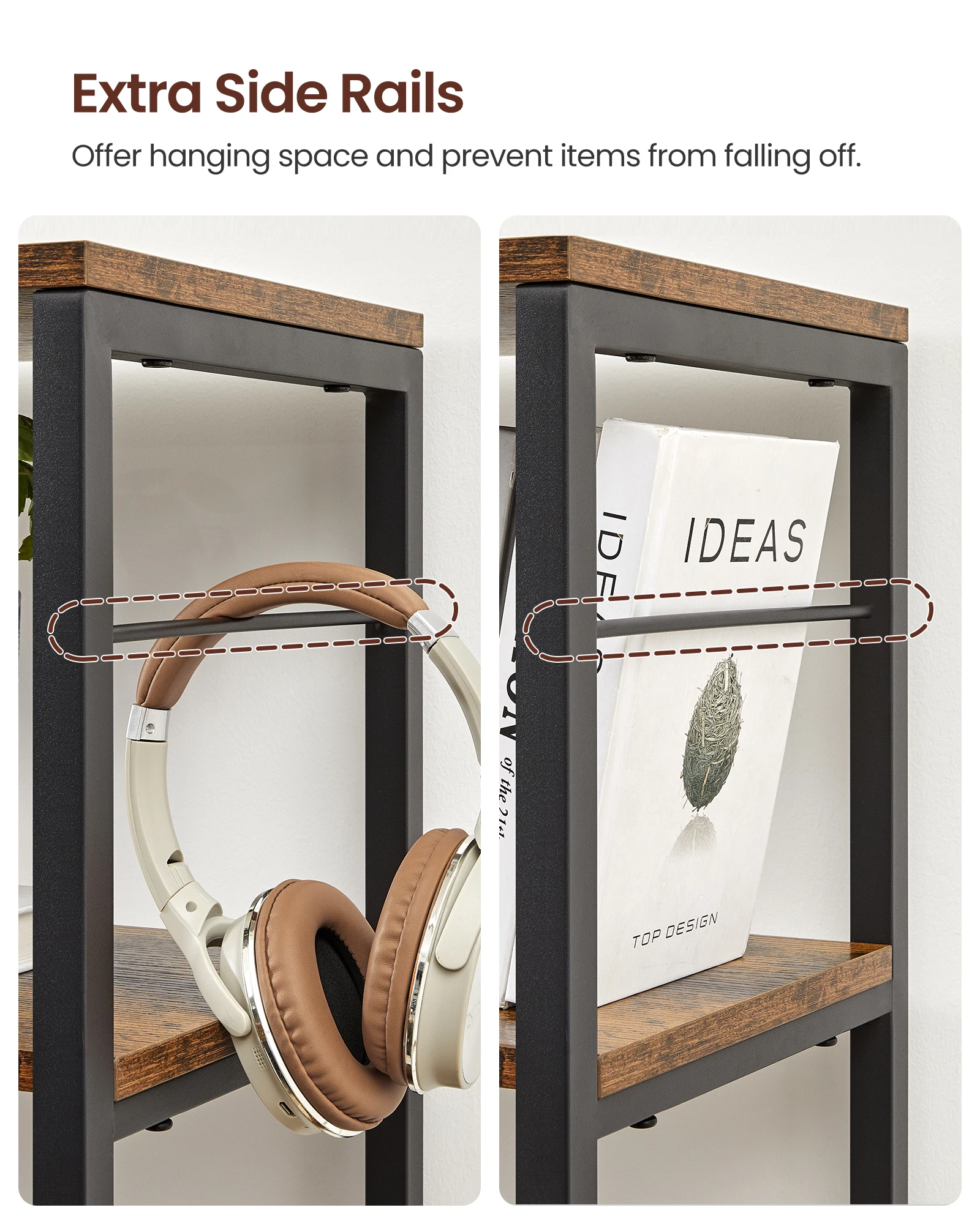 VASAGLE Living Room Furniture Industrial Display Shelves Room Divider Metal Frame 6-Tier Bookshelf