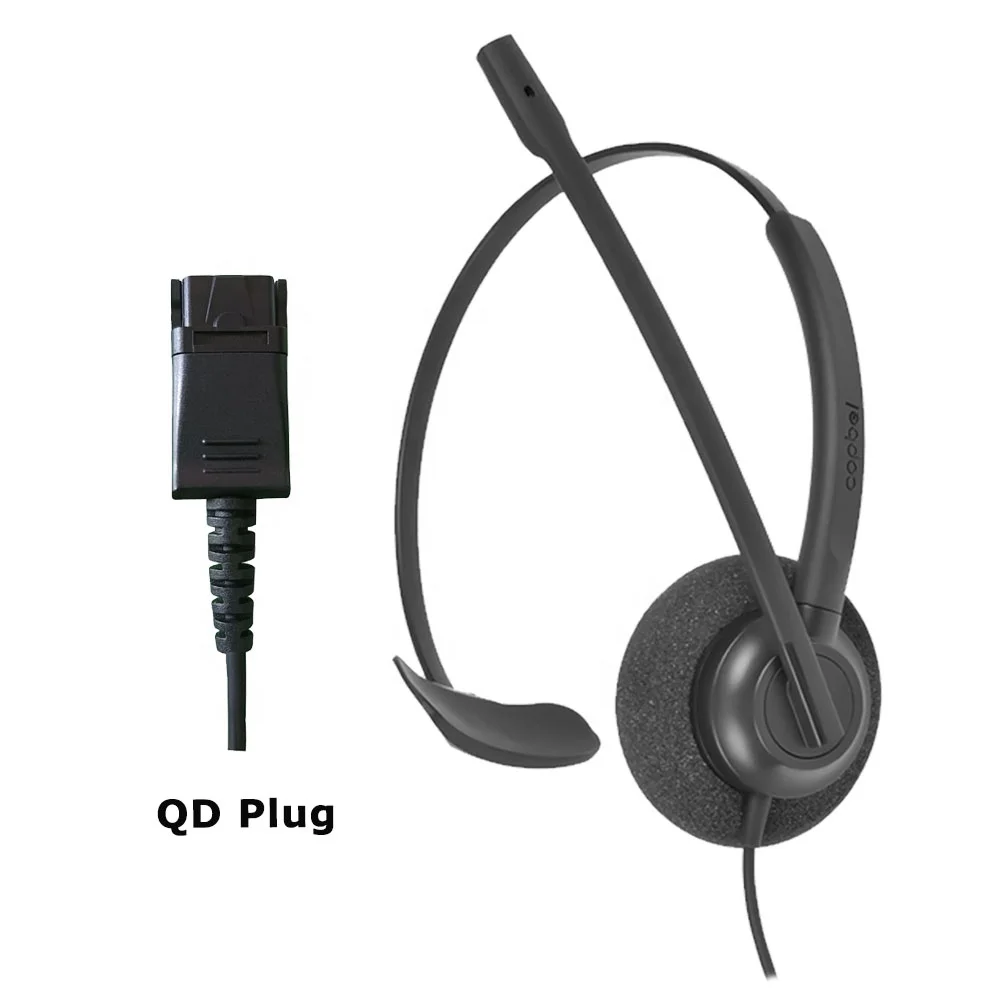 Hearing Protection Over-Ear Corded Business Headset with Mic Noise Cancelling Call Center QD Headsets
