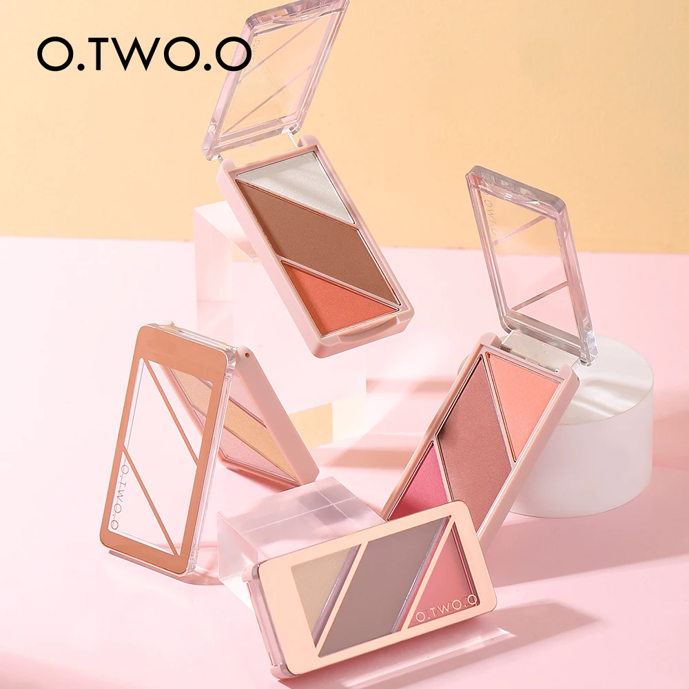 O.TWO.O New Arrival 3 IN 1 Makeup palette Blusher Highlights Shadows 4 types of colors blusher palette
