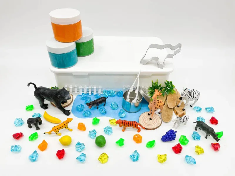 Educational Toys Zoo Games New Children Modeling Clay Zoo Kit Theme Animal Air Dry Clay Sensory Bin Diy Baby Toys