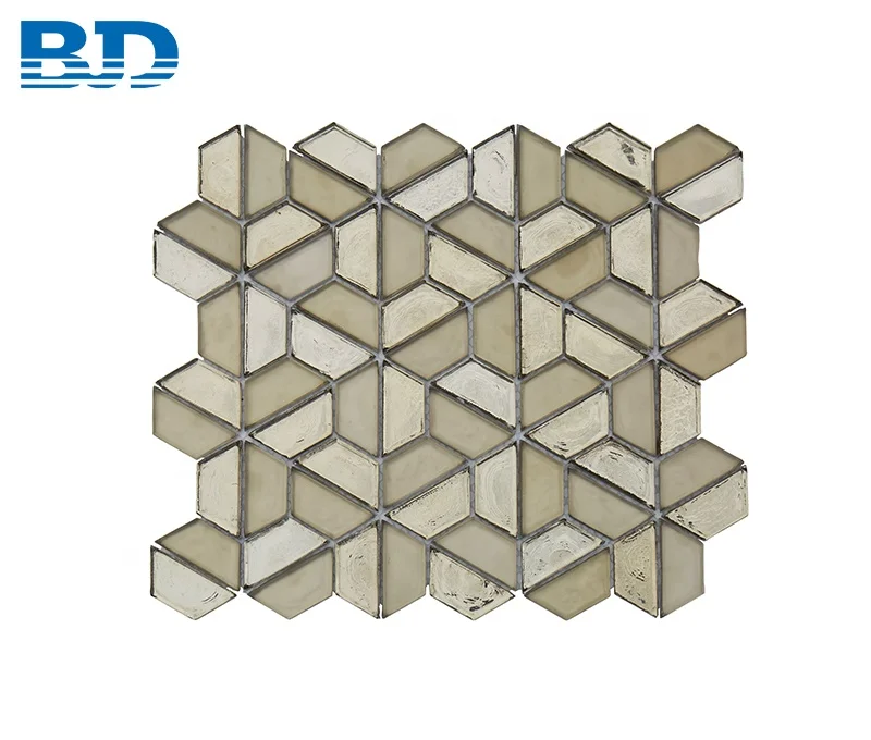 White Backsplash Waterjet Half Hexagon Tile Glass Mosaic for Kitchen/Bathroom