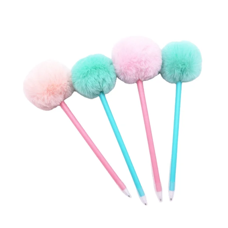 Продвижение мультфильм милые пушистые плюшевые pom стержень шариковой ручки Шариковая ручка для продвижения