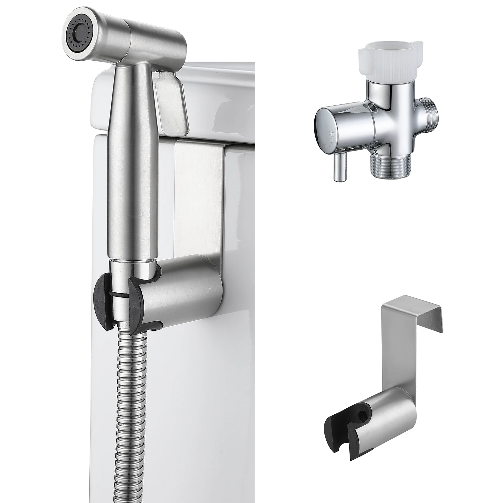 Handheld Bidet Sprayer Kit, Stainless Steel Bidet Attachment for Toilet and Wall Mounting Options, Multifunctional Handheld Bide