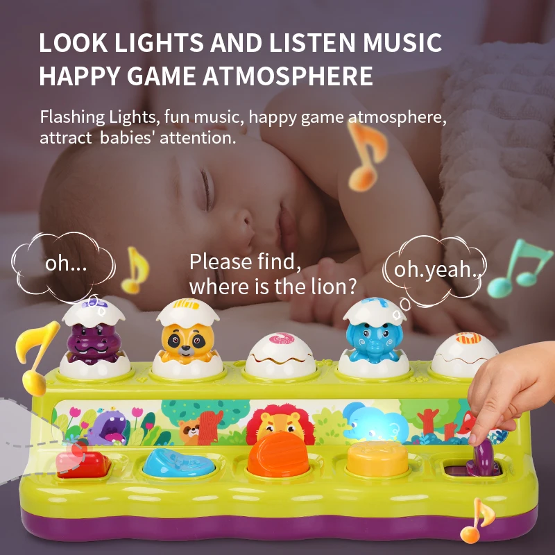 FiveStar Animal Cause and Effect Toy Musical Pop Up Game Plastic Toy with Music and Light for Boy and Girls Kids
