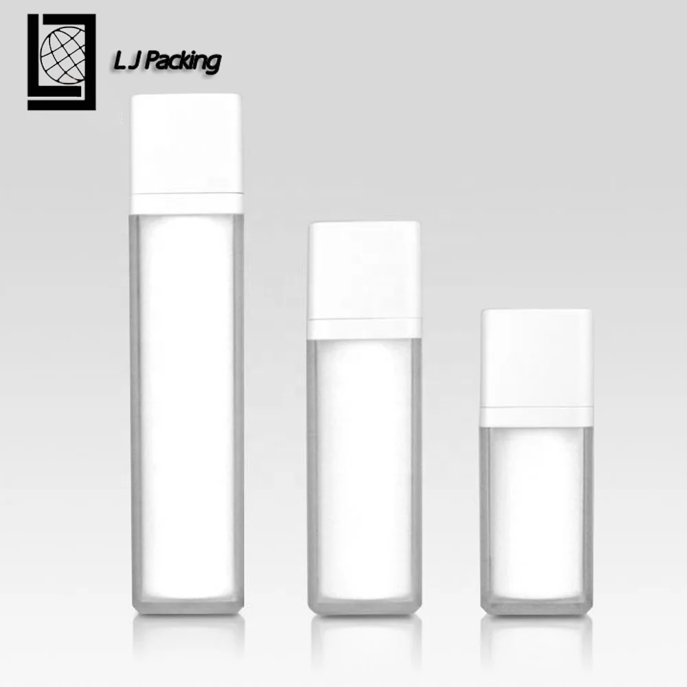 
Cosmetic square frosted white airless pump bottle 15ml 30ml 50ml 100ml 