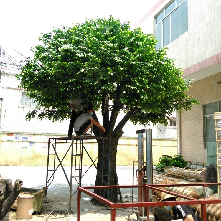 Factory custom indoor outdoor decorative ficus artificial tree  fiberglass trunk artificial banyan big tree