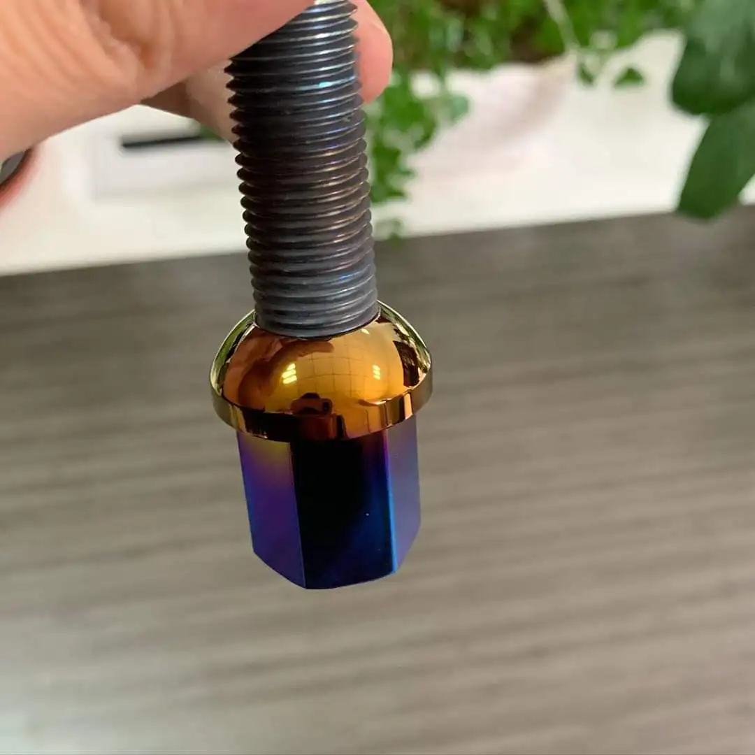 wholesale titanium wheel bolts hub bolts m12 x1.5mm  burnt blue wheel bots factory price