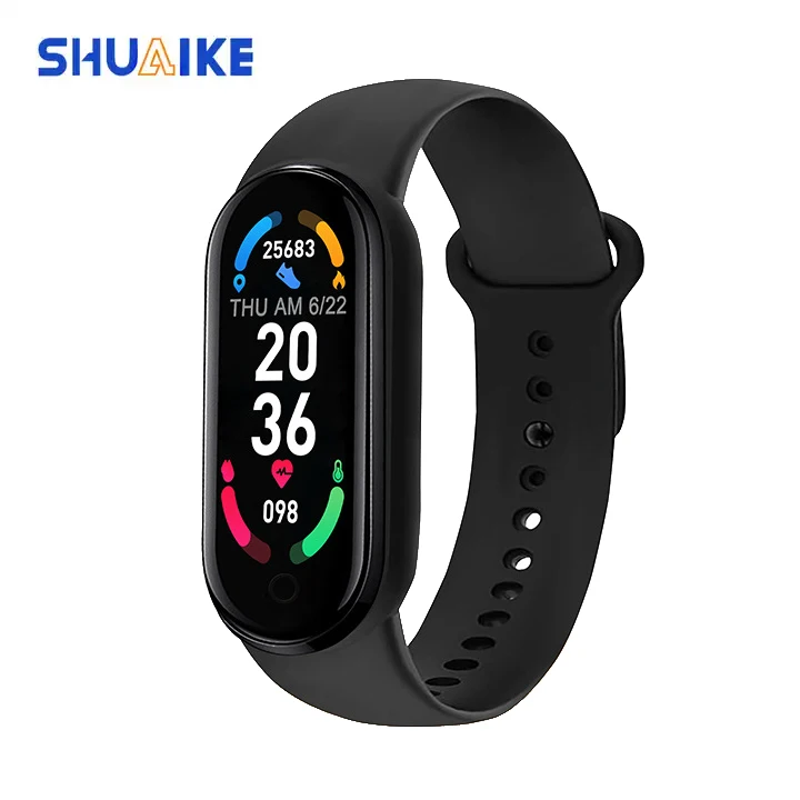 2024 New Wholesale M6 Smart Watch Bracelet Heart Rate Tracker Message Reminder Function Watch Unisex Silicone Strap Watch