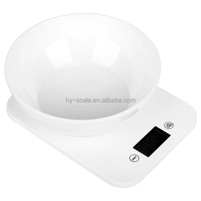 5kg Digital Kitchen Scale with Bowl Electronic Food Scale, LCD Display Battery Indicators Auto-Off CR2032 Battery Included