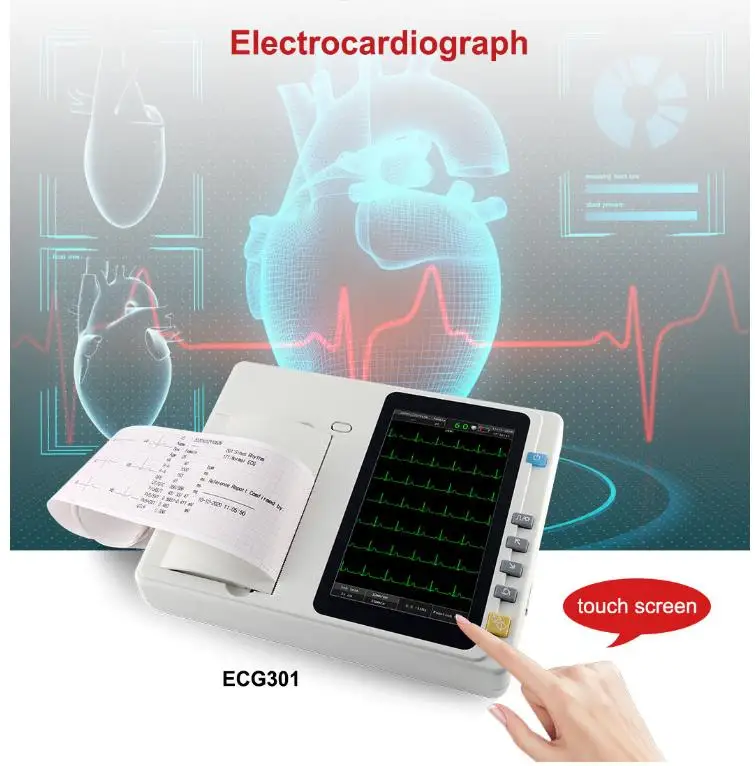 Производитель 3-канальный электрокардиограф CE Цифровой ЭКГ электрокардиограммы Портативный 12 шт. 3 канала