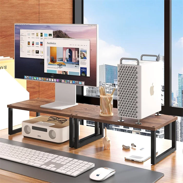 Monitor Stand Riser, Wood Desk Storage Organizer for Office Laptop, Computer