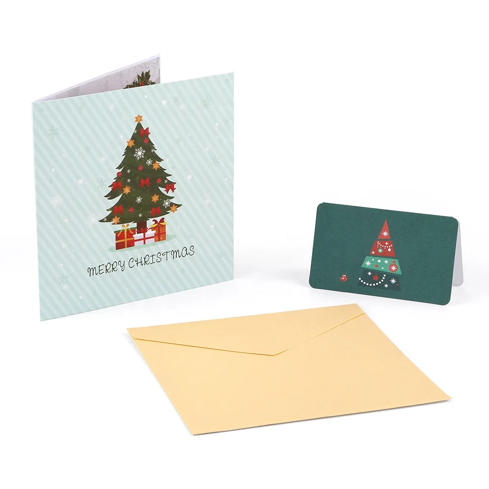Wholesale Laser Cut Paper Christmas Tree 3D Pop-up Pop Up Cards with Envelopes