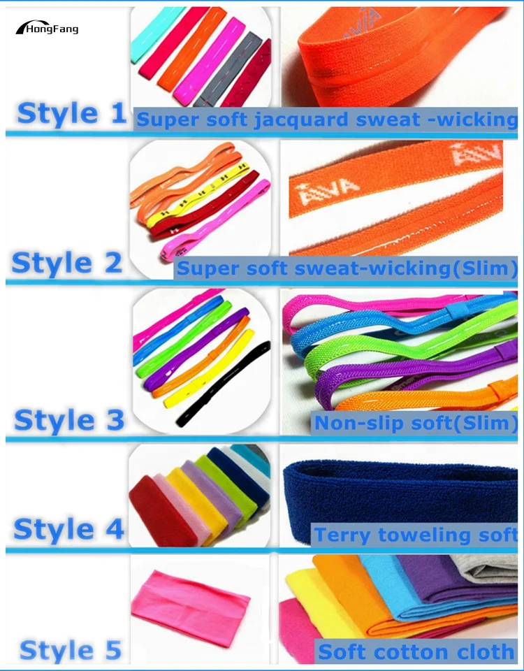 Custom Print / Jacquard Logo Non Slip Silicone Unisex Slim Elastic Sweat Headbands