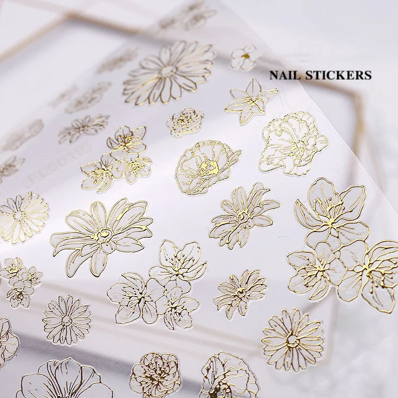 New 3D Nail Stickers Gold Plated Nail Gel Sticker UV Lace Accessories Nail Stickers