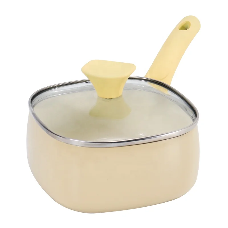 Good-looking milk pot aluminium white ceramic cookware set whole family use with soft touch handle for baby sauce pot