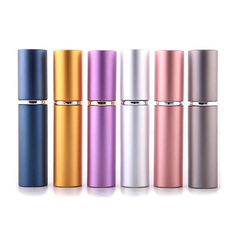Custom Portable 5ml Small Mini Travel Aluminium Refillable Perfume Atomizer Hand Sanitizing Spray Bottle With Color Packing Box