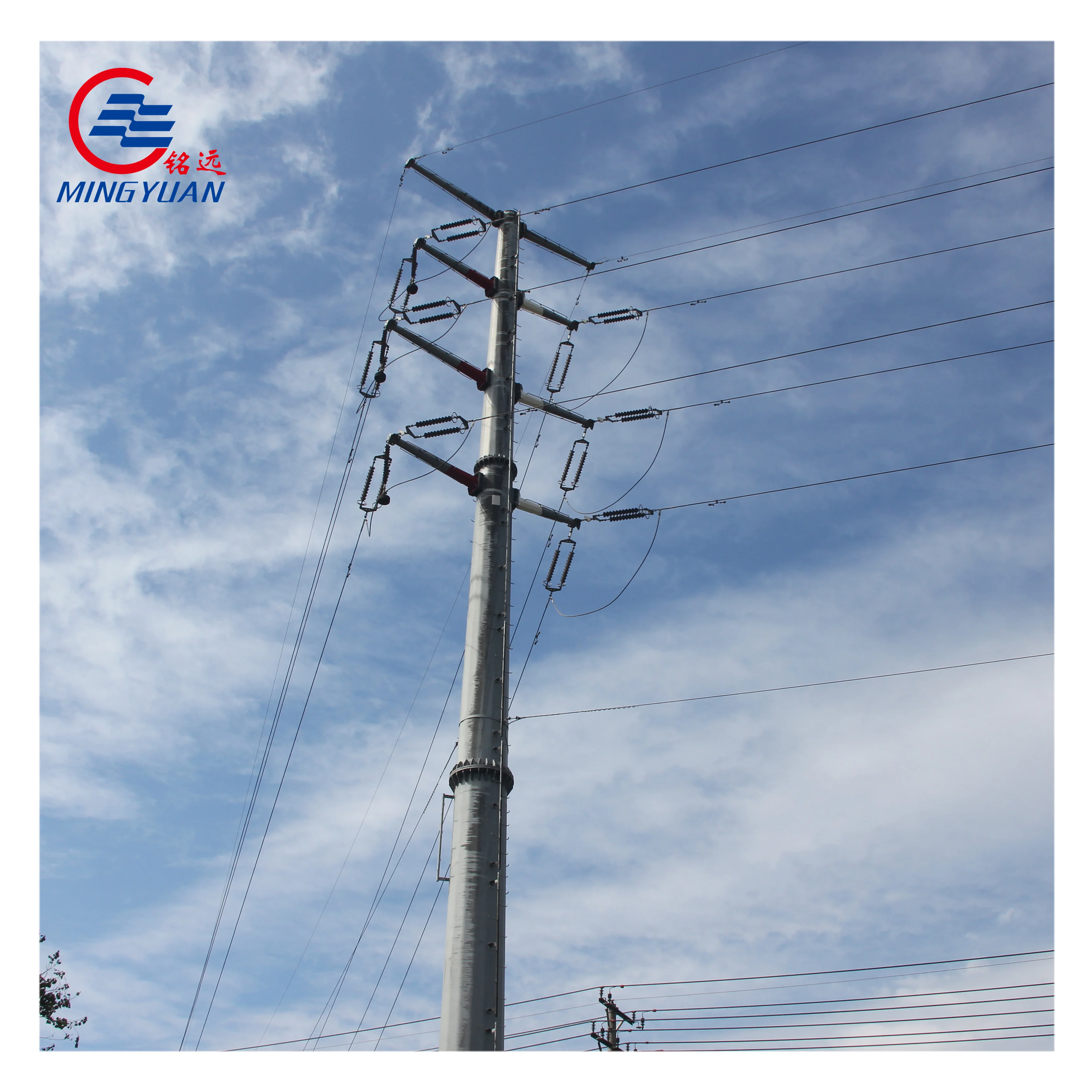 Hot dip galvanized Electric Power Pole with Flange Connection