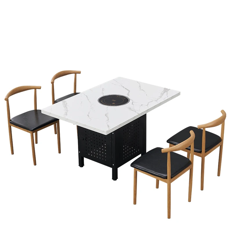 Cheap round marble long dining table wooden slab tabletop customize restaurant booth bar furniture counter design