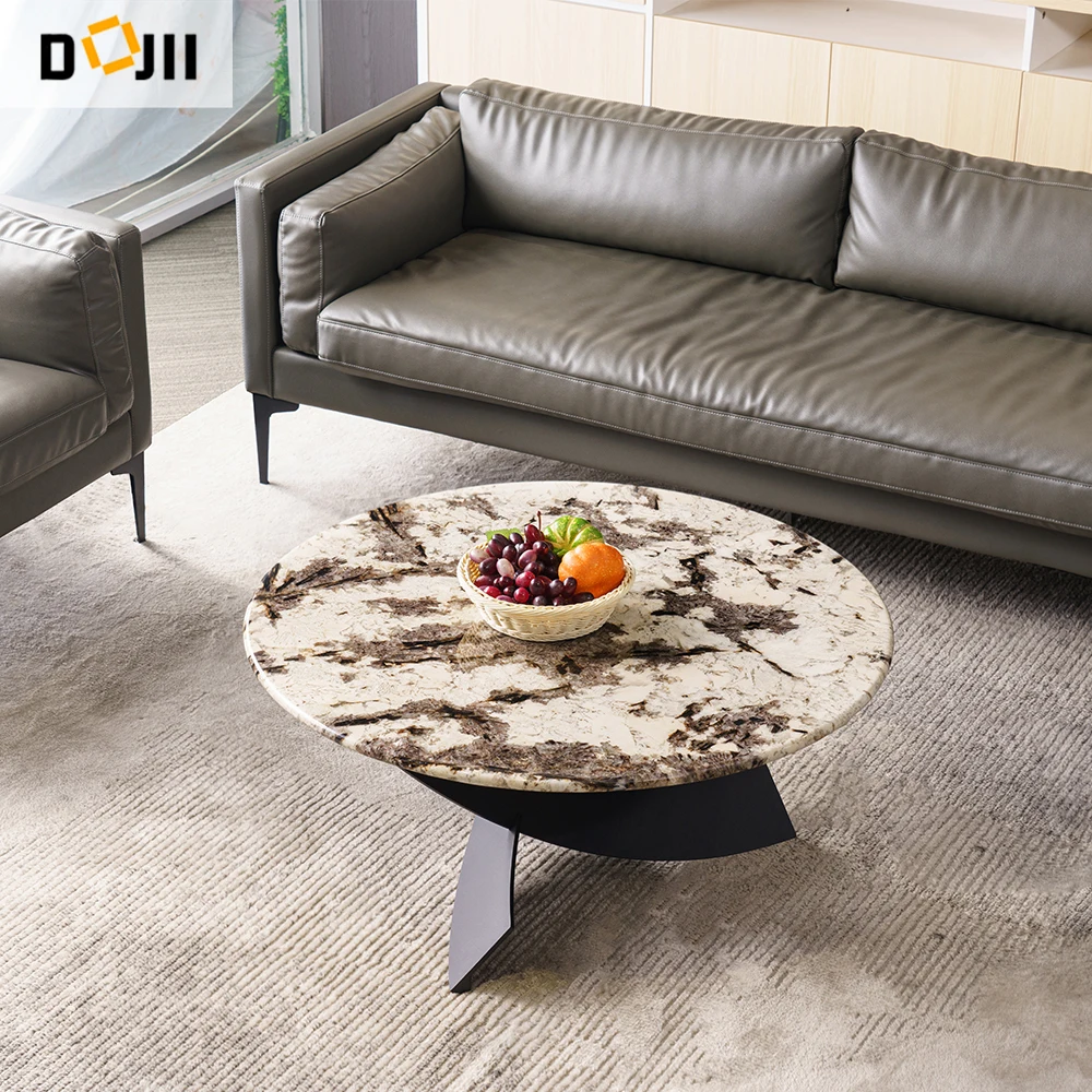 Living Room Coffee Desk Black Legs Metal Low Minimalist Travertine Side Table Center Hotel End Table Small Sofa Table