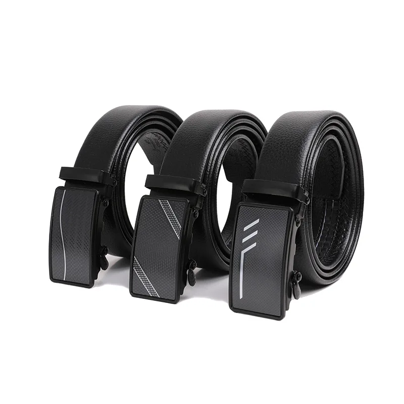 Wholesale Custom New Adjustable Casual Automatic Buckle Belt Lxurury Business Men Black Leather Belts