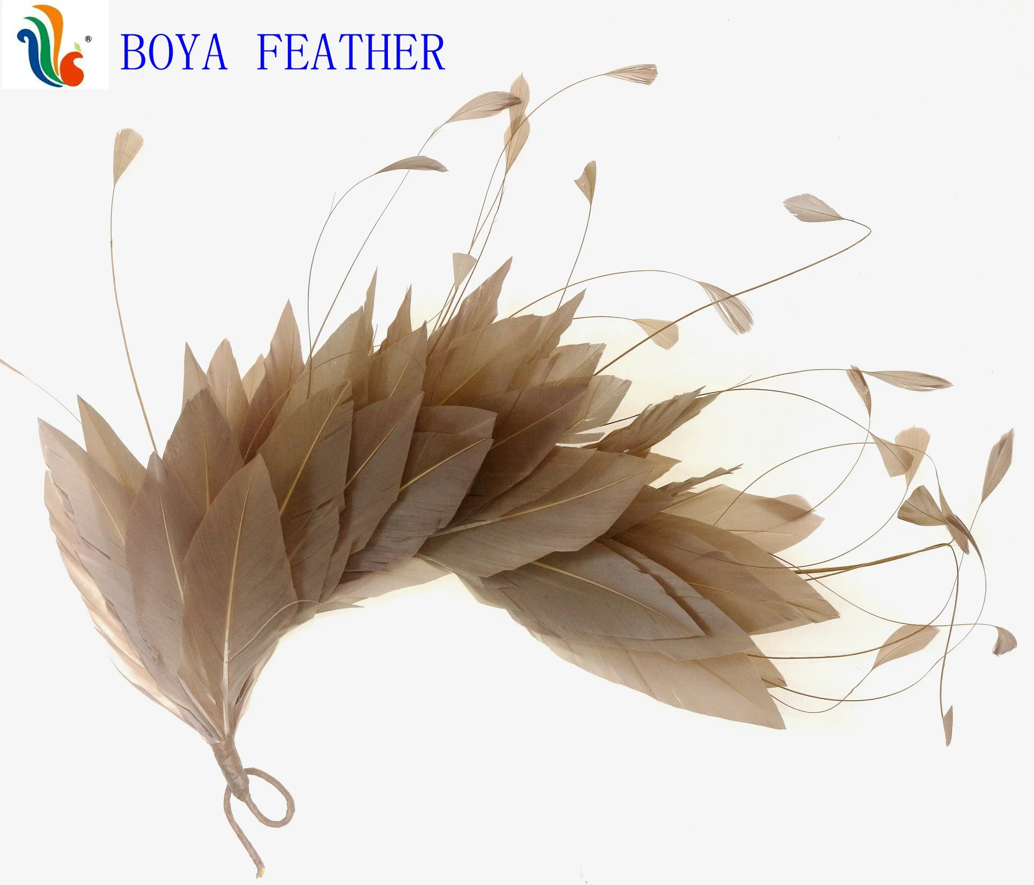 millinery supplies stripped goose feather flower mount with wire accessory