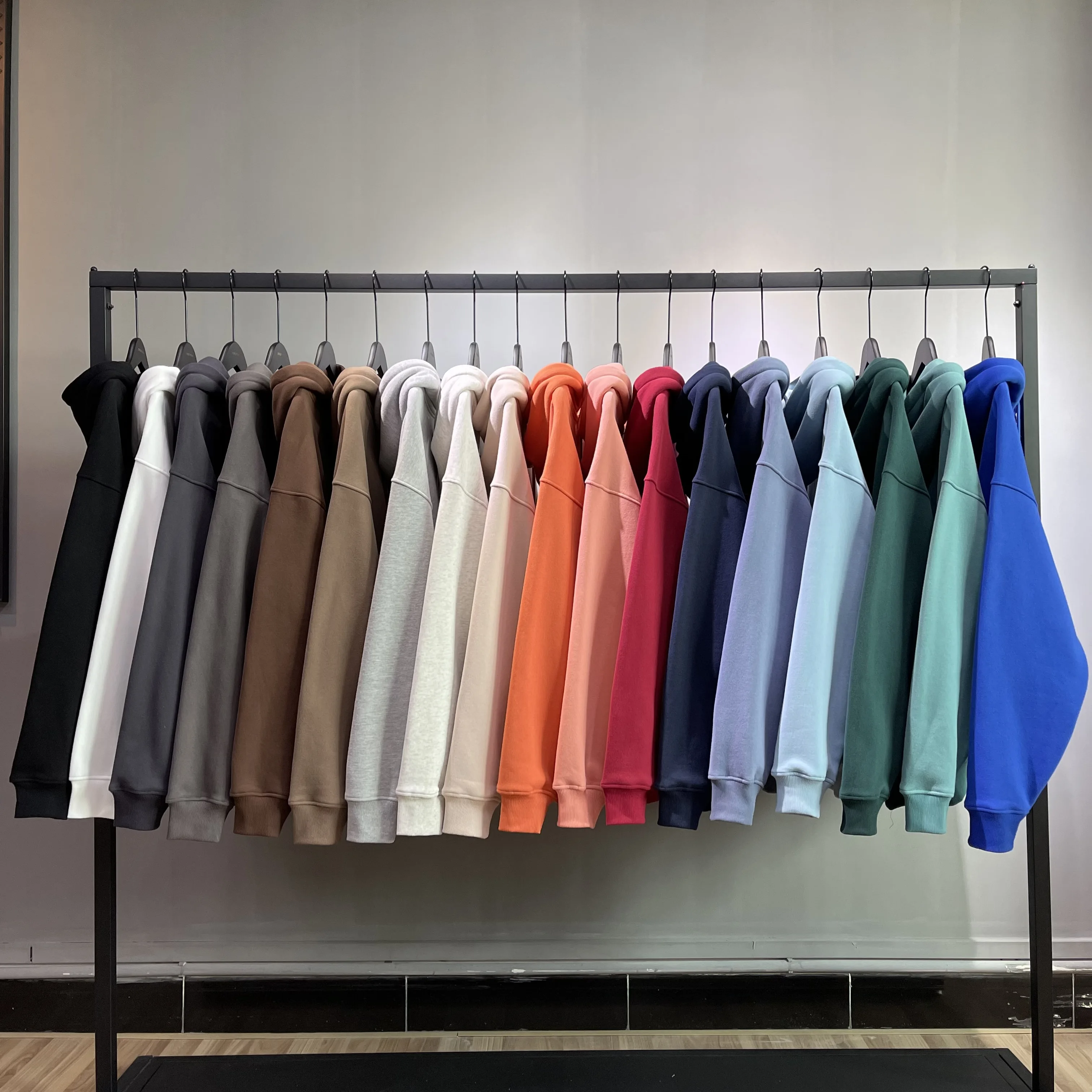 Free Sample 360GSM Fleece Cotton Warm Winter Plain Blank Graphic Logo Printed Pullover Hoodies Clothes Manufacturer