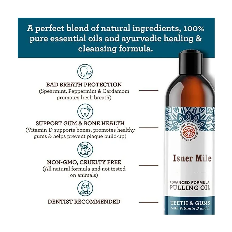 Advanced Oil Pulling with Tongue Scraper Natural Alcohol Free Mouthwash with Coconut Oil Supports Healthy Gums Teeth Whitening