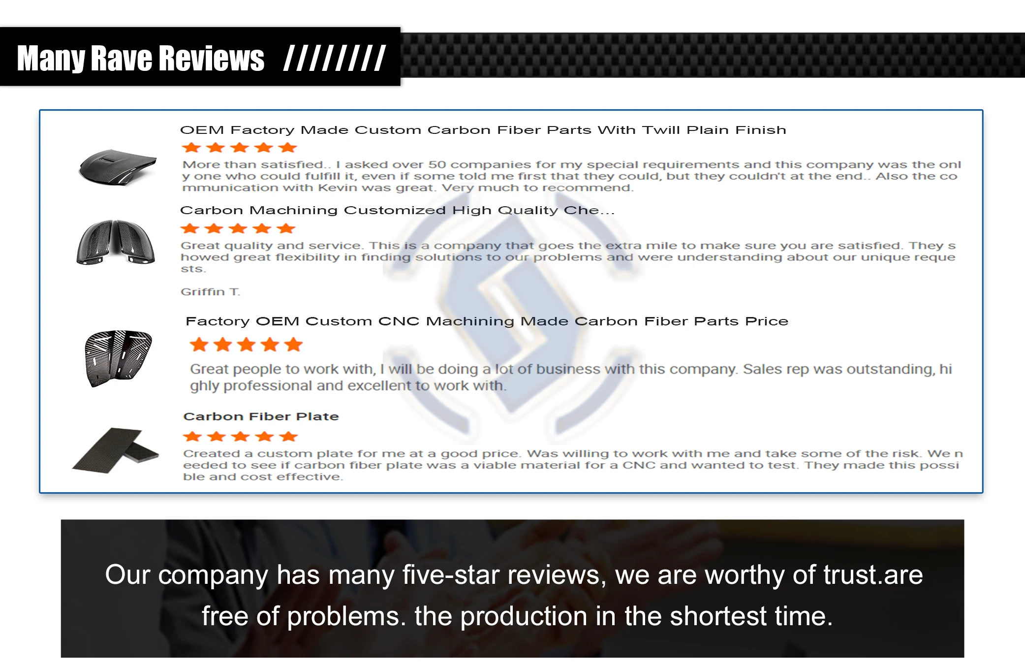 Good Performance High Strength Cheapest 100% Carbon Fiber Custom Service
