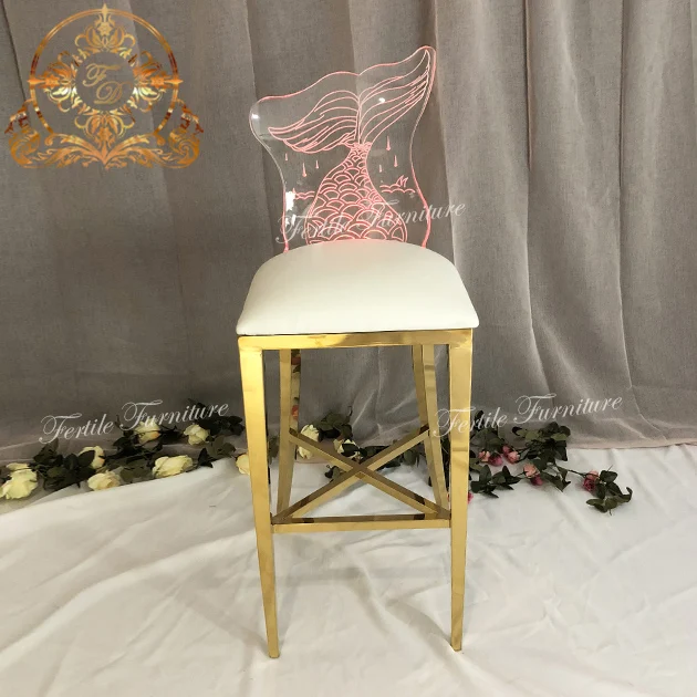 Fish Tail Acrylic Back Pattern Luxury Bar Stool