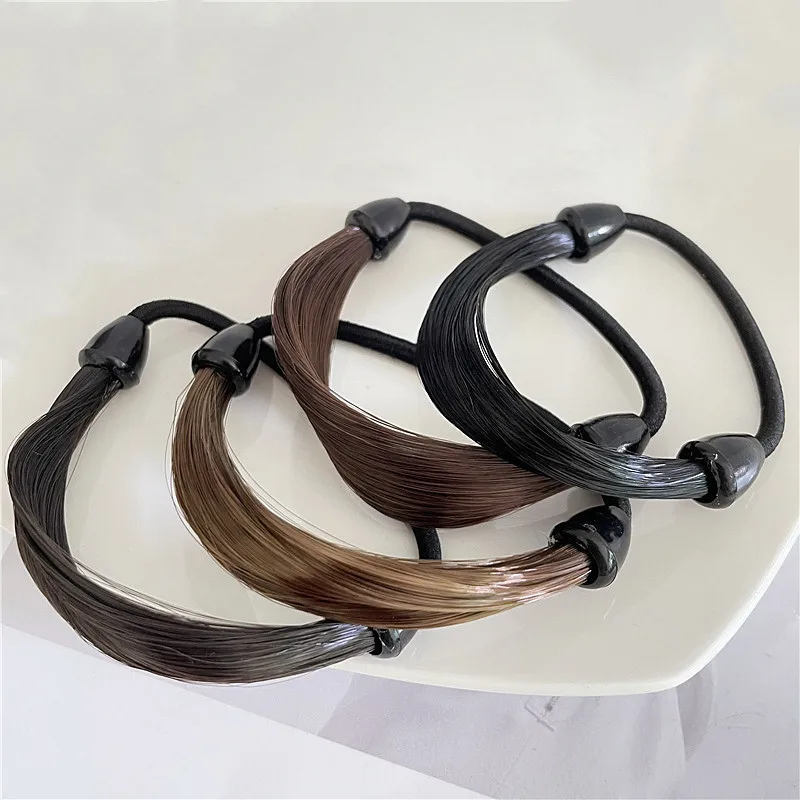 New Fashion Wig Elastic Ponytail Hair Ties Girls Synthetic Hair Extension Hairband Rubber Band Women Headwear