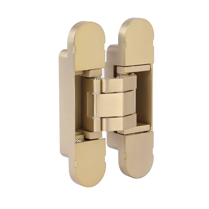 Satin brass color hidden soft closing 3D adjustable concealed hinge for heavy duty door