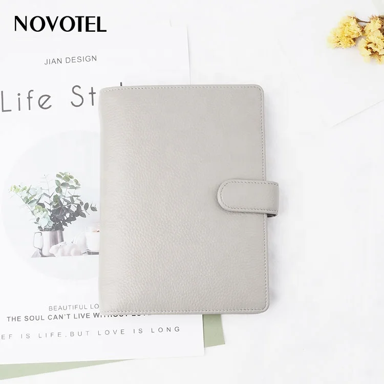 
Wholesale pu leather cover custom logo journal school notebook clips with pocket 6 rings a5 notebook a4 business filebinder 