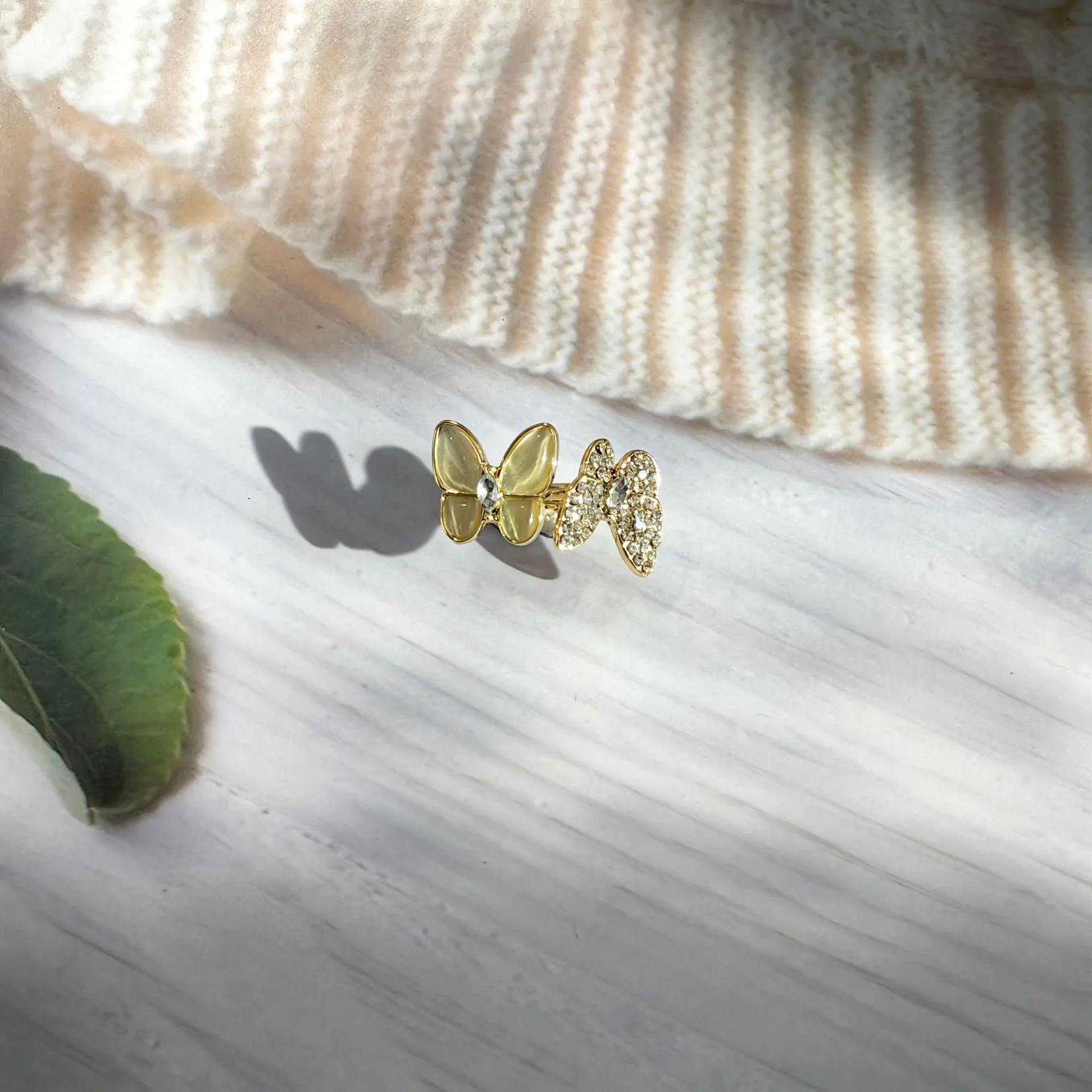 Hot selling classic fashion butterfly modelling opening design jewelry rings for woman