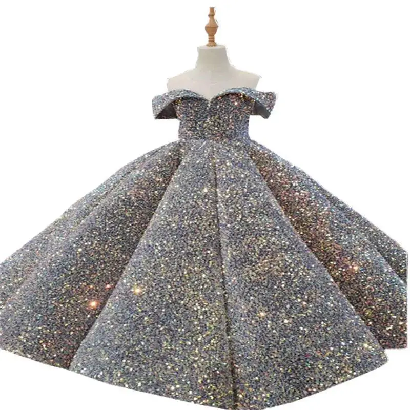 
Handmade High Quality Girl Wedding Dress Flower Girl Birthday Party Dresses Children Christening Costume Party Long Gown 