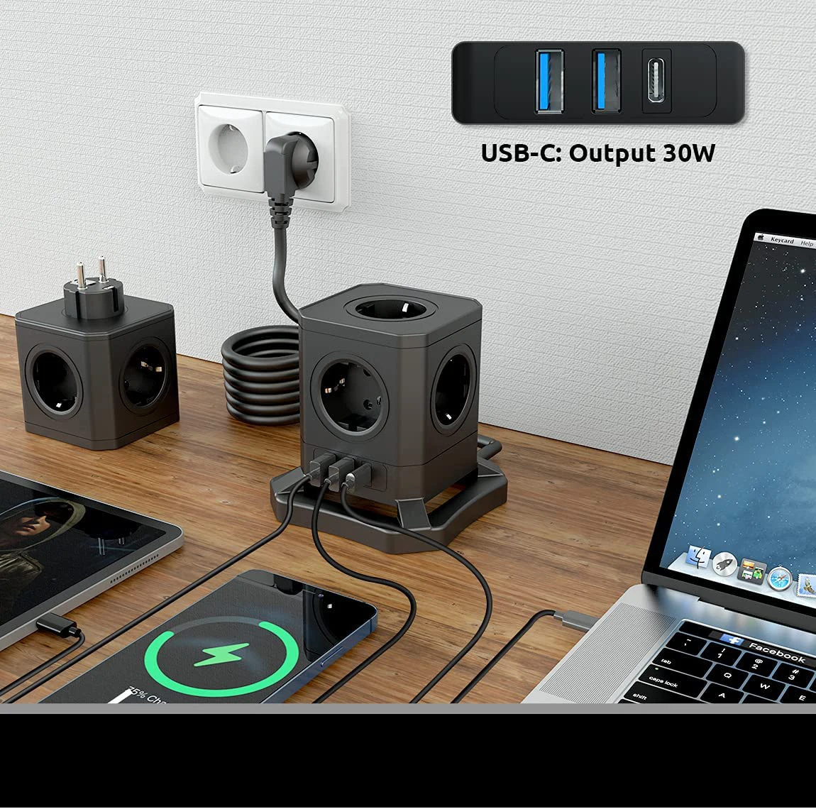 New  Arrival Vertical Detachable Power Strip Tower Socket Extension For Europe Market