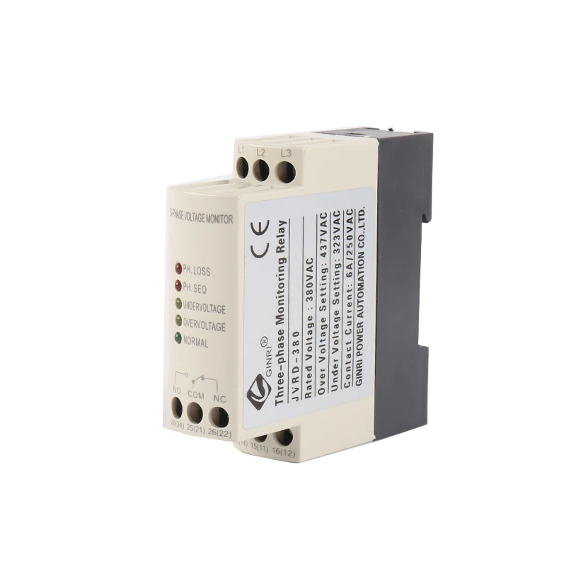 JVRD-380 Over & under voltage protector relay  LED lighting voltage protection 6A,250VAC Contact capacity DIN RAIL RELAY