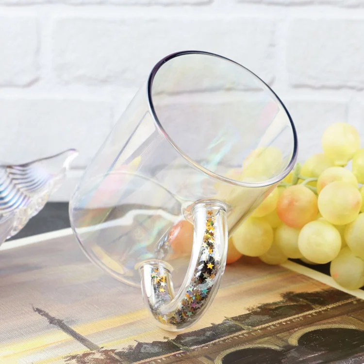 2022 New Iridescent Aurora Sublimation Colorful Stars Inside the Handle Funky Glasses Kawaii Cup Rhinestone Tea Cup Glass Mug