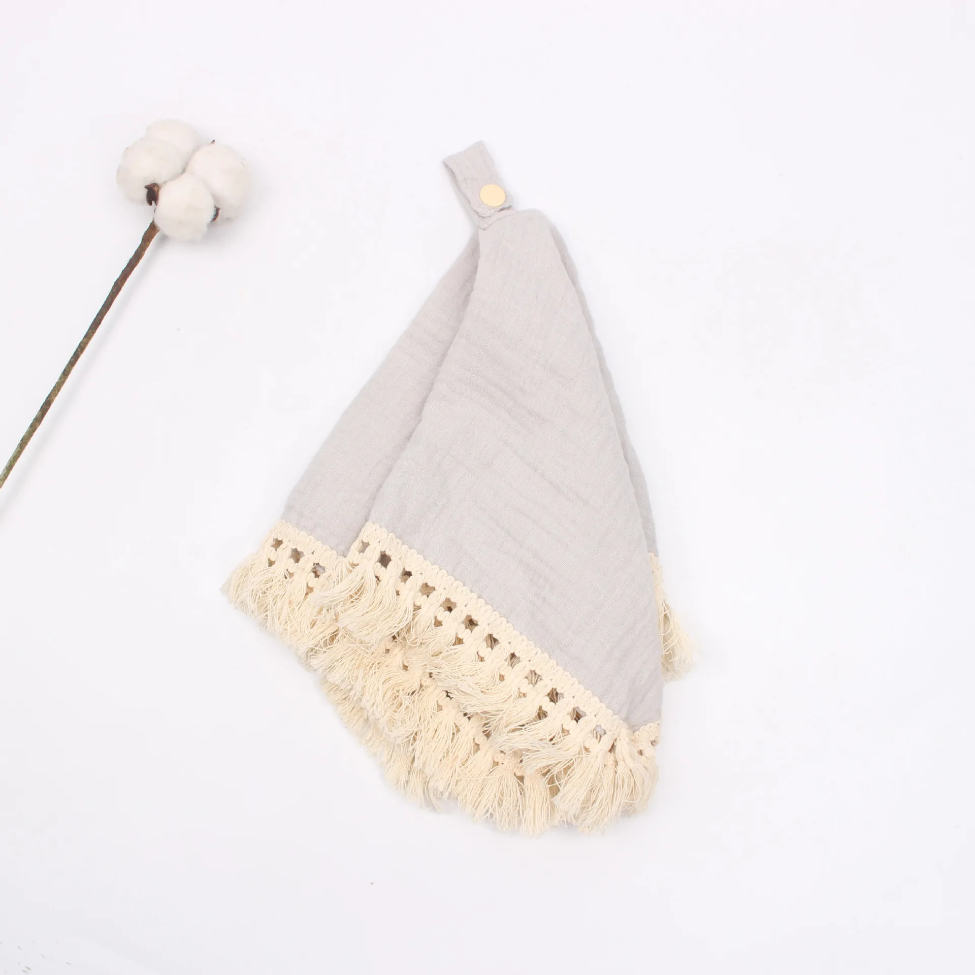 
Wholesale muslin comfort towel pacifier pendant solid baby security blanket with tassel 