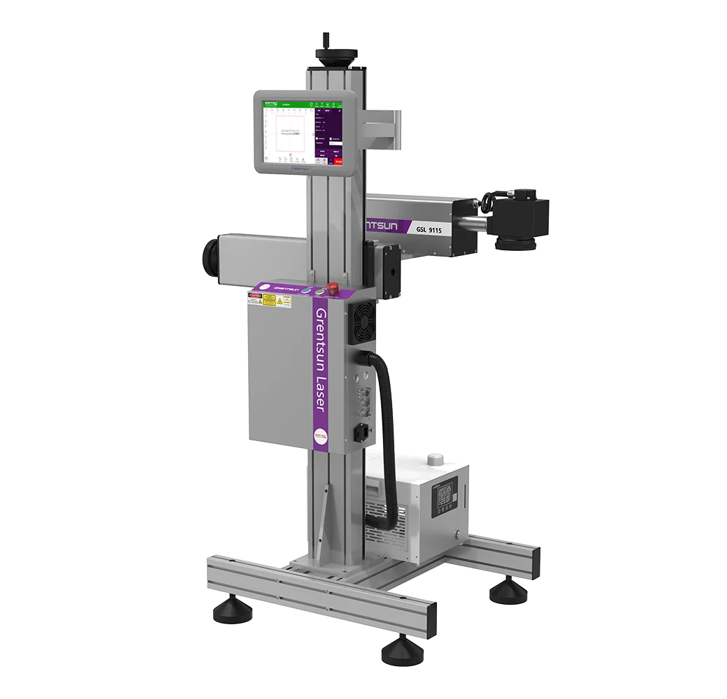 Wuhan grentsun laser flying coding machine uv 3w 5w 20w colorful cable marking printer for pvc pipe/extrusion line