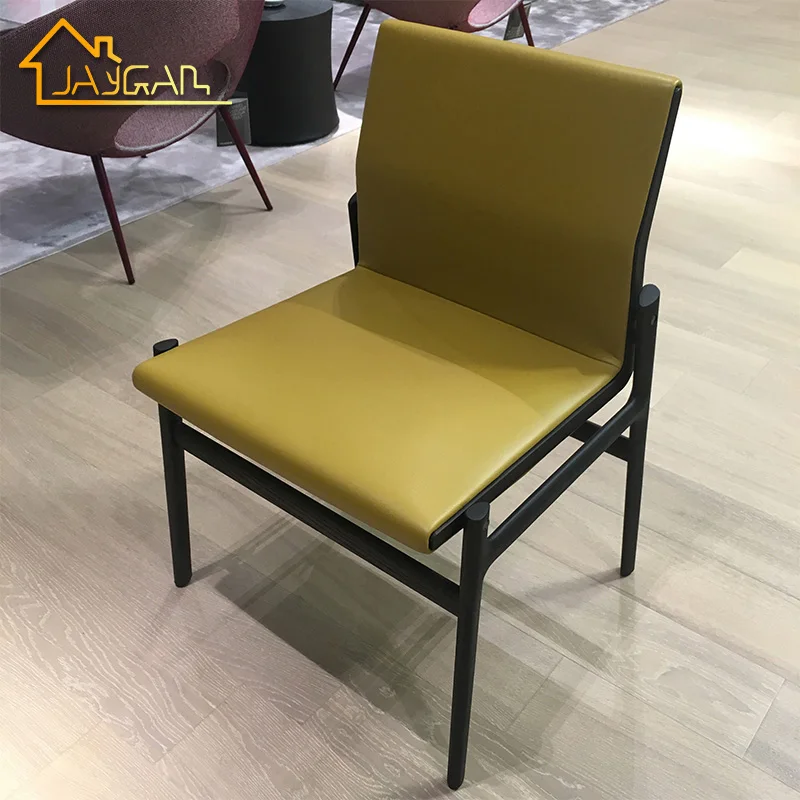 Simple luxury nordic wood restaurant chairs modern dinning room furniture leather chairs design upholstered armless dining chair