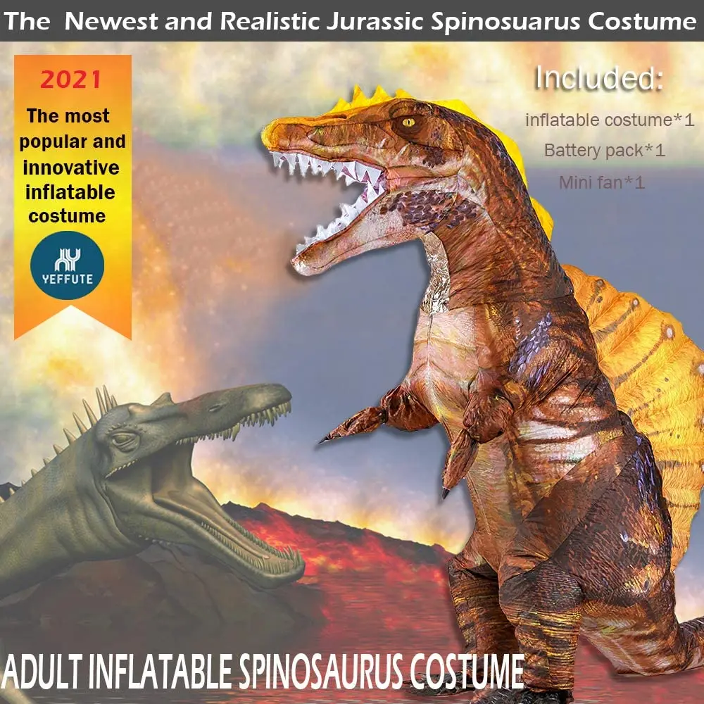 
Crazy Jurassic Latest Adult Inflatable Dinosaur T REX Costume Air Blown Dragon Costume 