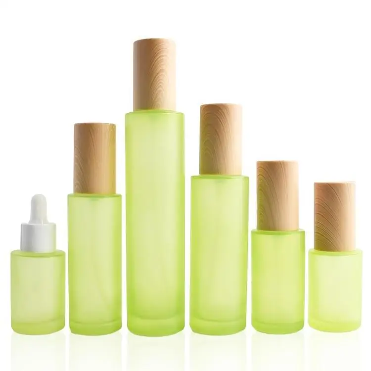 business trip 15ml 30ml 50ml Spray Bottles Empty Frosted Glass Lotion Spray Bottles Cosmetic Container Jar Vials with Bamboo Lid