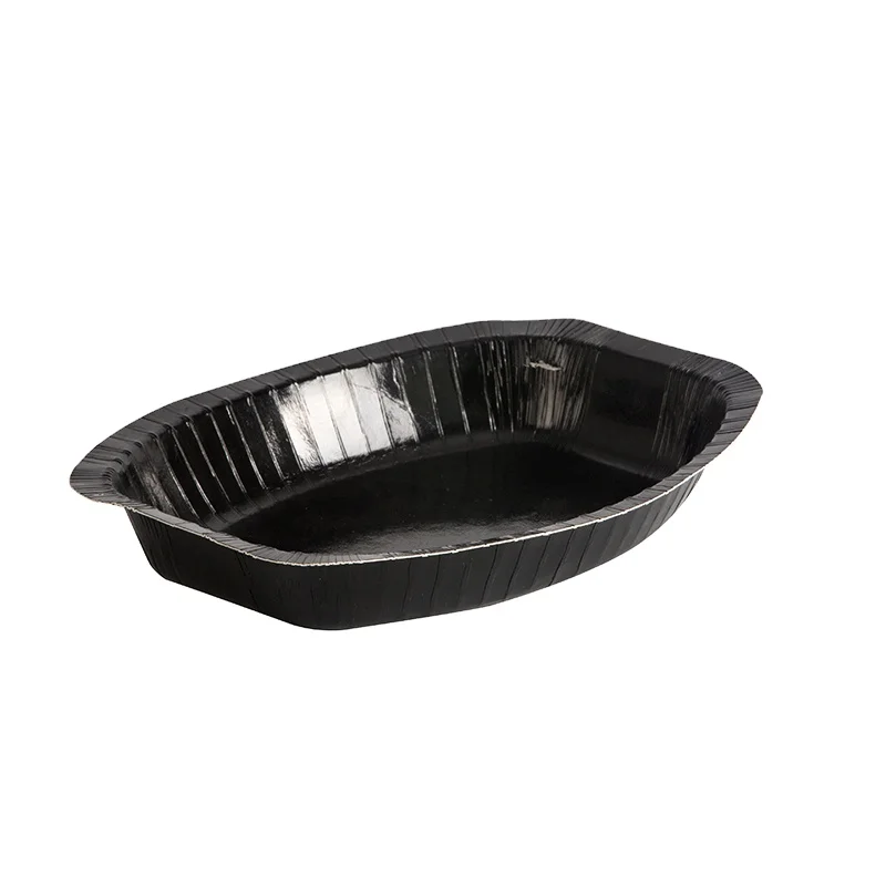 Black paper food tray for semi-finished food