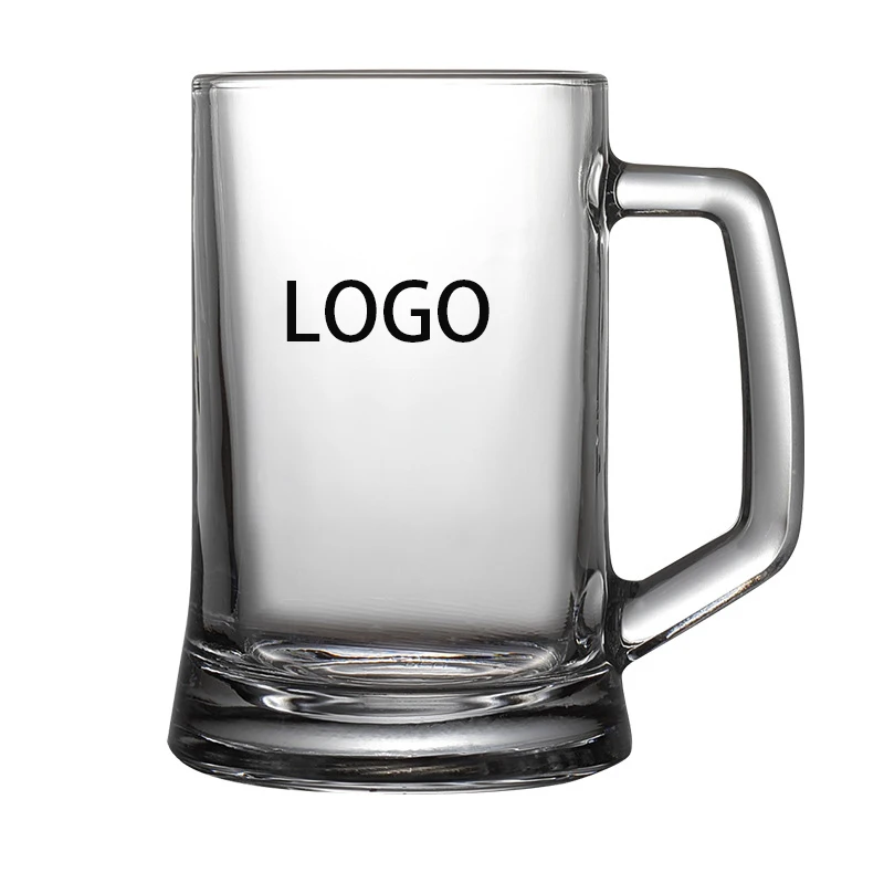 Cheap price Beer Glass Custom Logo Clear  juice Cup with Handle Craft Beer Glass