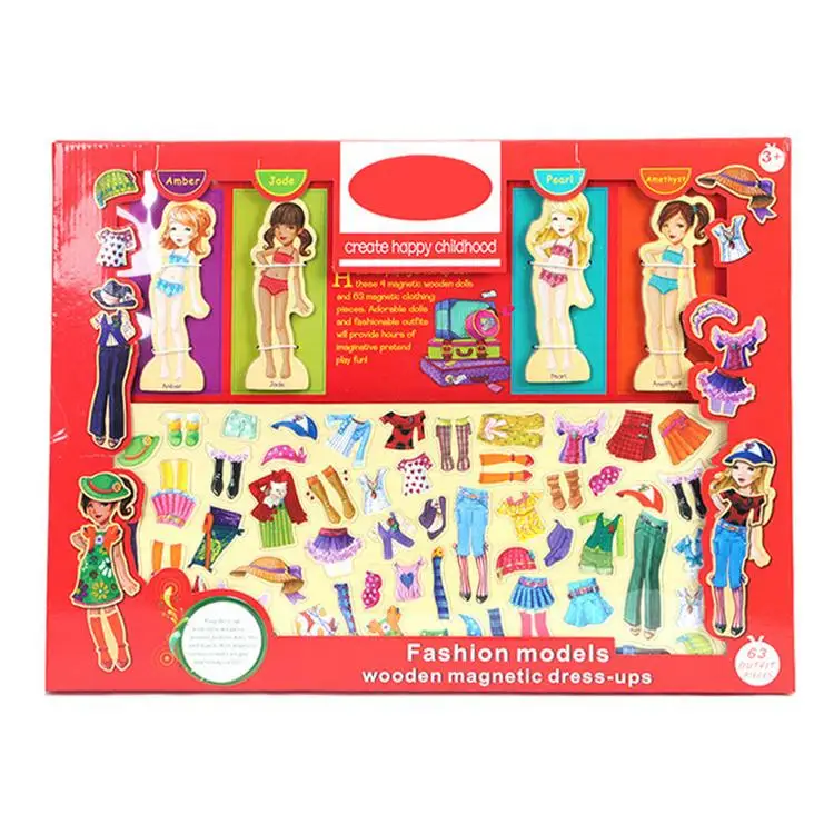 
63PCS Magnetic Girl Changes Clothes Safe Cute Dress Up Puzzle Toy Dressing play house DIY toys 