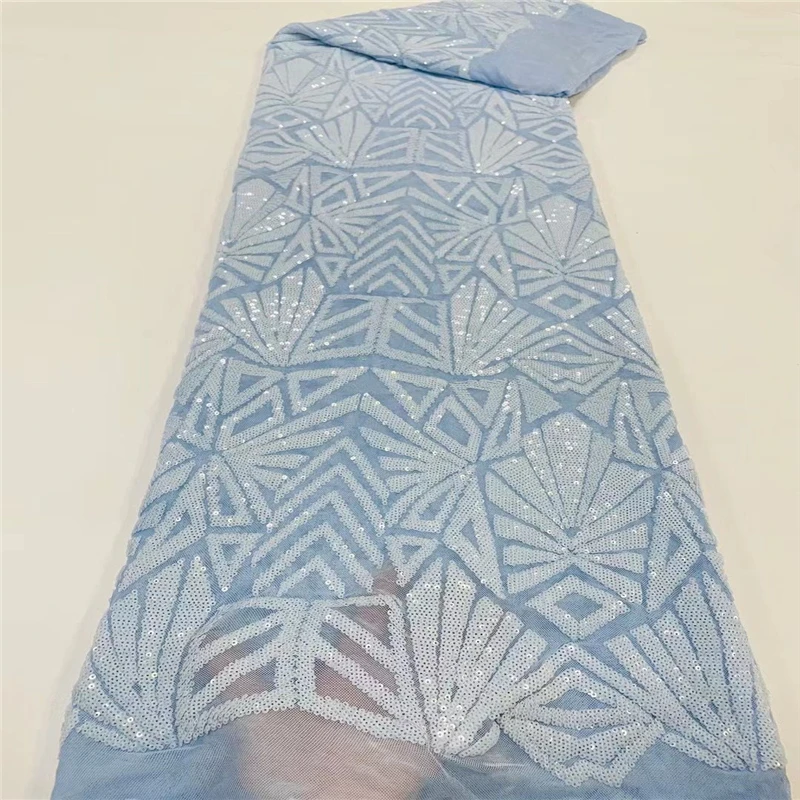 New arrival hot selling Lemon Green cute Embroidered sequin design 5 yards net lace