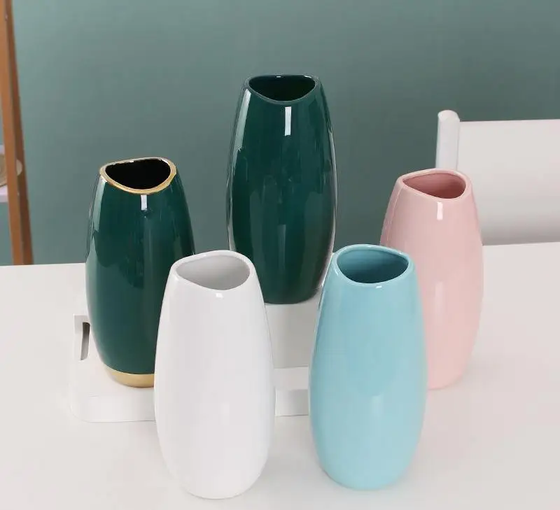 Nordic ceramic vase white egg-shaped home decor art luxury style flower arrangement ceramic vase