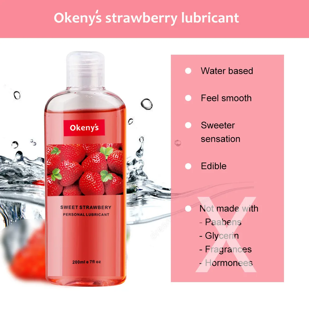 200ml Edible Vaginal Anal Condom Sex Lubricant Intimate Adult Products Water Based Gel Strawberry Flavor Lubricant Sexual Lube